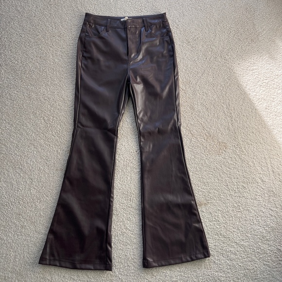 Mocha Vegan Leather Pants - Picture 1 of 5